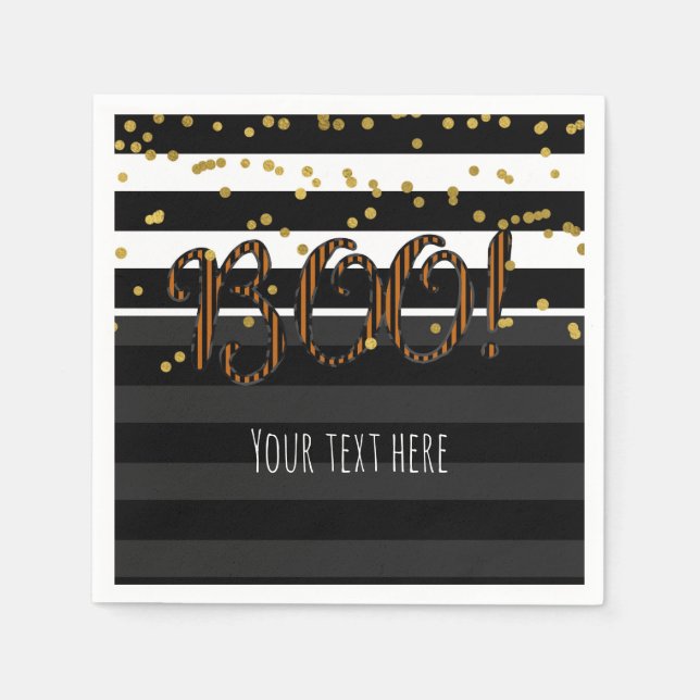 Serviette En Papier Boo ! Black & Orange White Gold Halloween Party (Devant)