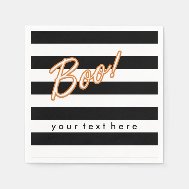 Serviette En Papier BOO Black & White Halloween Party Napkins (Devant)