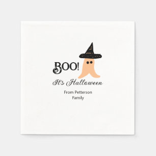 Serviette En Papier Boo c'est Halloween du nom de famille orange fantô