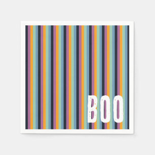 Serviette En Papier Boo Couleurs Muet Halloween Stripes