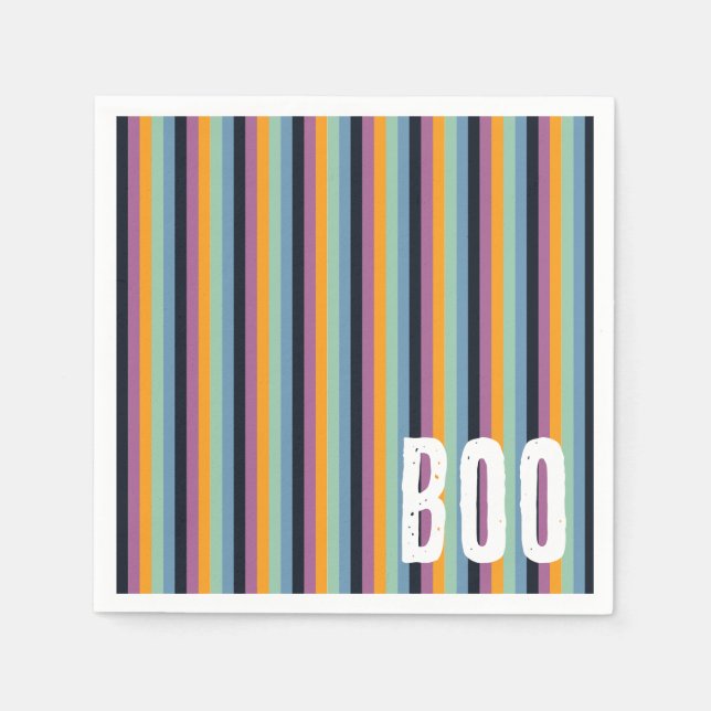 Serviette En Papier Boo Couleurs Muet Halloween Stripes (Devant)
