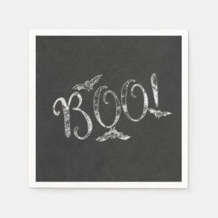 Serviette En Papier BOO ! Craie de tableau noir d'Halloween pour fête