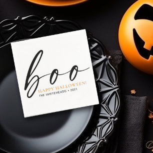 Serviette En Papier Boo Cute Happy Halloween Blanc