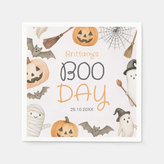 Serviette En Papier Boo Day Spooky Halloween Birthday Napkins (Devant)