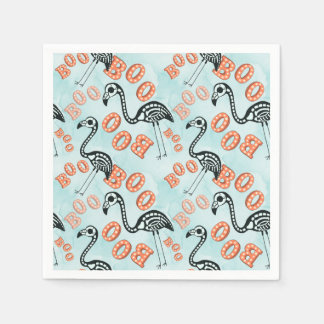 Serviette En Papier Boo Halloween | Flamant rose Skeleton