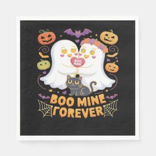 Serviette En Papier Boo Mine Forever Mignonne Fantômes Noir Chat Aimer