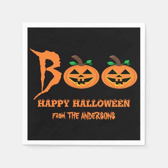 Serviette En Papier BOO ! Naples Citrouille d'Halloween (Devant)