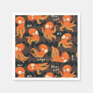 Serviette En Papier Boo Octopus Orange & Black Kids Vêtements & Décor