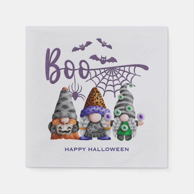 Serviette En Papier Boo Purple Parties scintillant Halloween Gnomes (Devant)