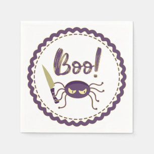 Serviette En Papier Boo ! T-shirt main couteau d'araignée d'Halloween