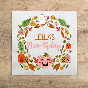 Serviette En Papier Boo-thday Halloween rose fête d'anniversaire