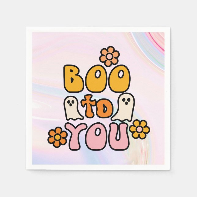 Serviette En Papier Boo to You Retro Halloween (Devant)