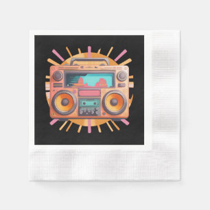 Serviette En Papier Boombox retro coloré des années 80 avec un coup de