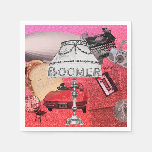 Serviette En Papier BOOMER Nostalgale Collage Papier Party (Devant)