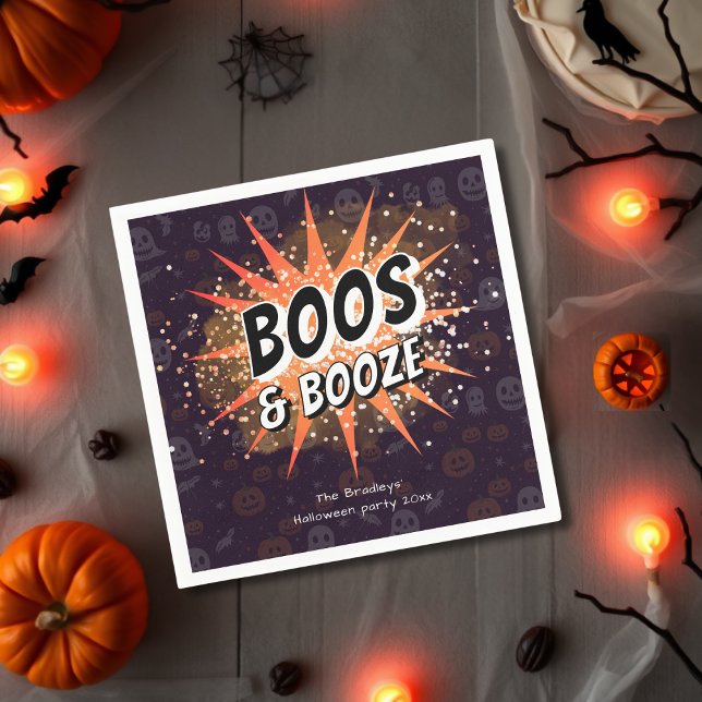 Serviette En Papier Boos & Booze Adulte Halloween Invitation (Créateur téléchargé)