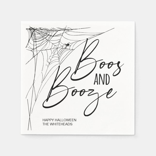 Serviette En Papier Boos et Booze Halloween Party (Devant)