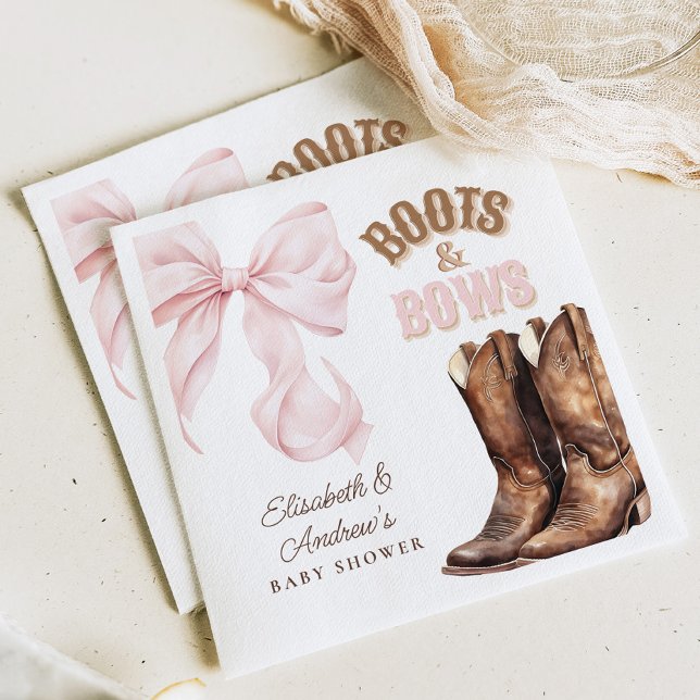 Serviette En Papier Boots & Bows TWINS Baby Shower  (Créateur téléchargé)