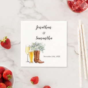 Serviette En Papier Boots Bubbles & Brews Mariage Eucalyptus