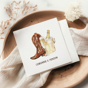Serviette En Papier Boots & Bubbly Rustic Western Fête des mariées