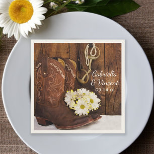 Serviette En Papier Boots de cowboy Daisées Cheval Bit Mariage occiden