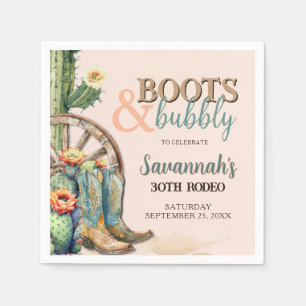 Serviette En Papier Boots et Bubbly Cowgirl Rodéo Cactus Anniversaire