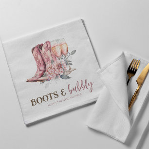 Serviette En Papier Boots et Bubbly Elegant Fête des mariées rose