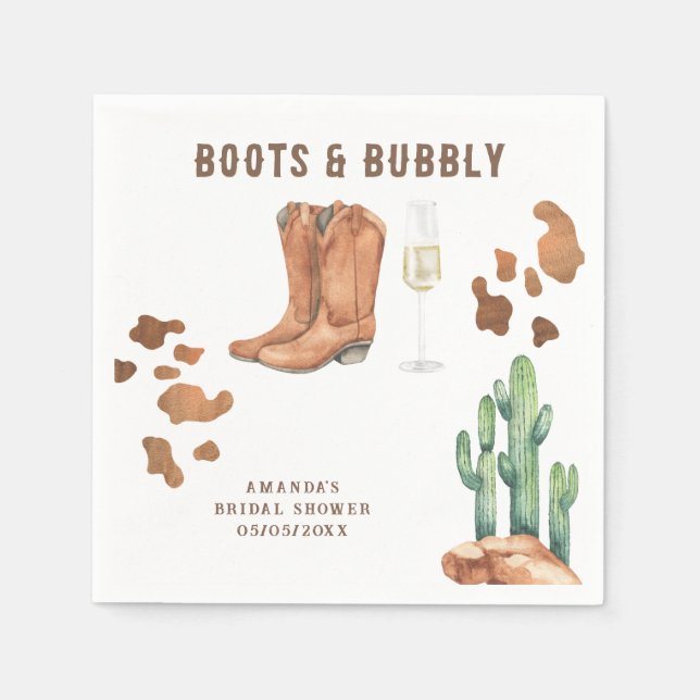 Serviette En Papier Boots Occidentaux et douche bulle (Devant)