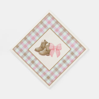 Serviette En Papier Boots or Bows Theme Gender Reveal Paper Napkins