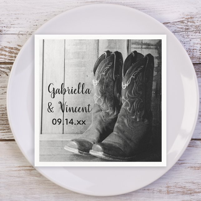 Serviette En Papier Boots rustiques Cowboy Pays Mariage occidental (Créateur téléchargé)