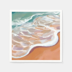 Serviette En Papier Bord de l'océan Vagues bleu aqua Plage Aquarelle