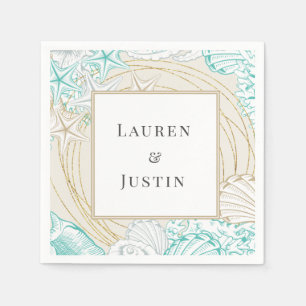 Serviette En Papier bord de mer côte turquoise Monogram Papier Napkin