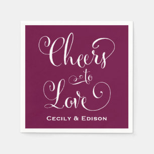Serviette En Papier Bordeaux Gras Mariage Amour à la Vie