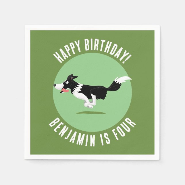 Serviette En Papier Border Collie chien personnalisées anniversaire de (Devant)
