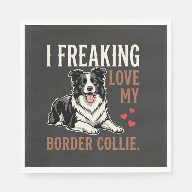 Serviette En Papier Border Collie drôle d'amour de chien (Devant)