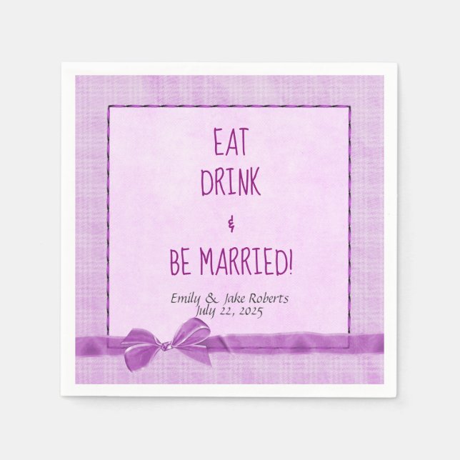 Serviette En Papier bordure arc mariage rose avec encadrement (Devant)