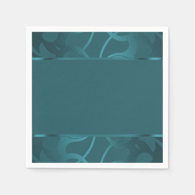 Serviette En Papier Bordure Art déco Turquoise (Devant)