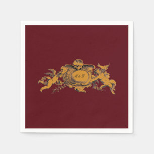 Serviette En Papier Bordure Baroque Rococo Vintage avec coeurs