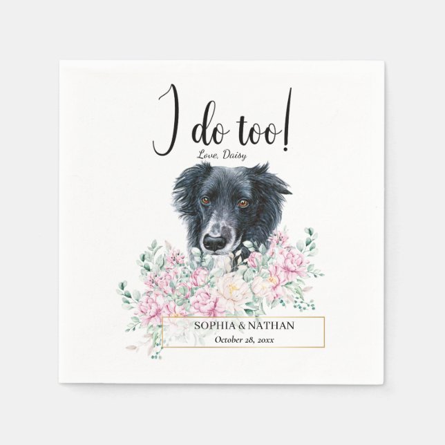 Serviette En Papier Bordure Collie Chien Mariage Cocktail Serviettes (Devant)