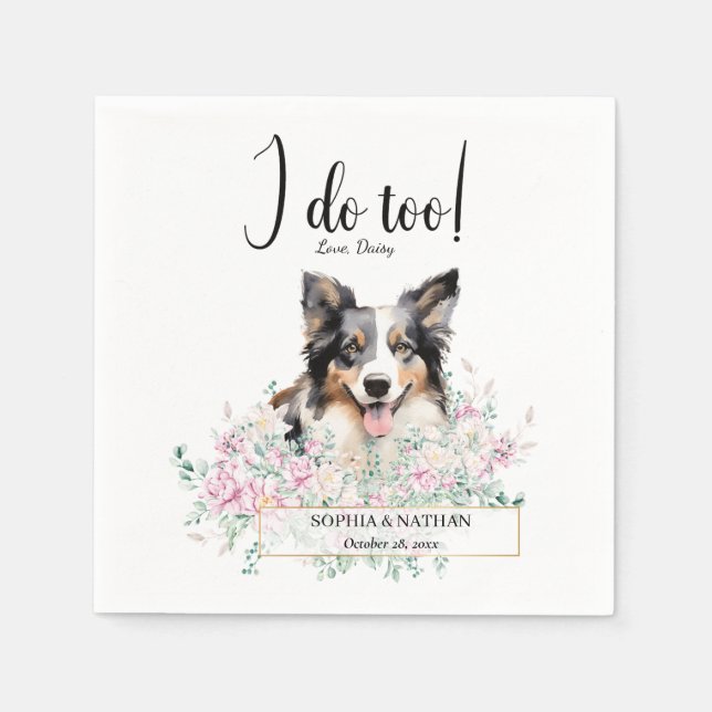 Serviette En Papier Bordure Collie Chien Mariage Cocktail Serviettes (Devant)