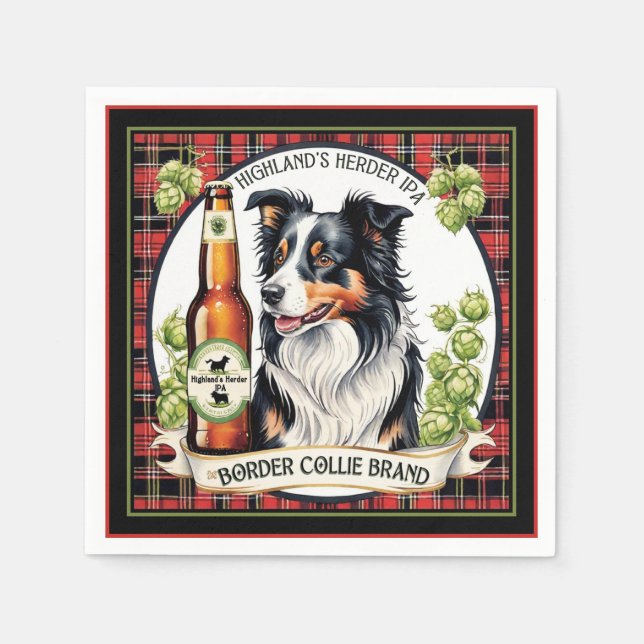 Serviette En Papier Bordure Collie IPA (Devant)
