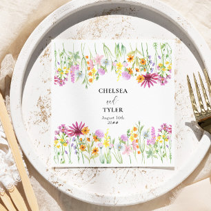 Serviette En Papier Bordure de fleurs de prairie sauvage Mariage