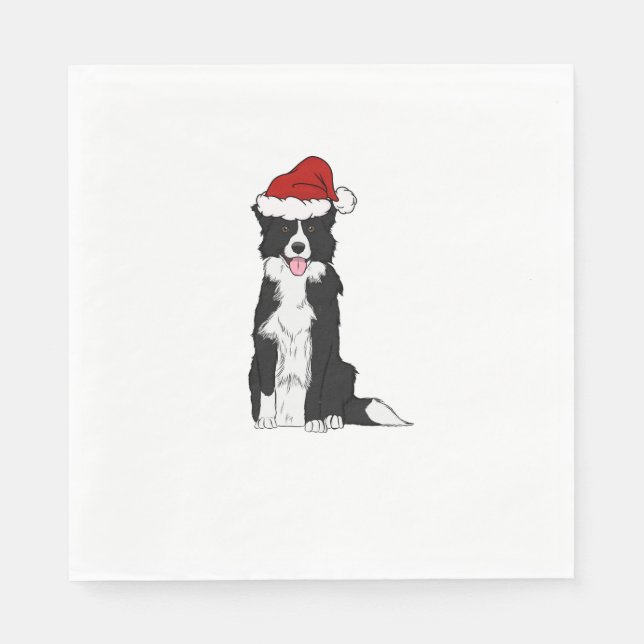 Serviette En Papier Bordure de Noël Collie 1 (Devant)
