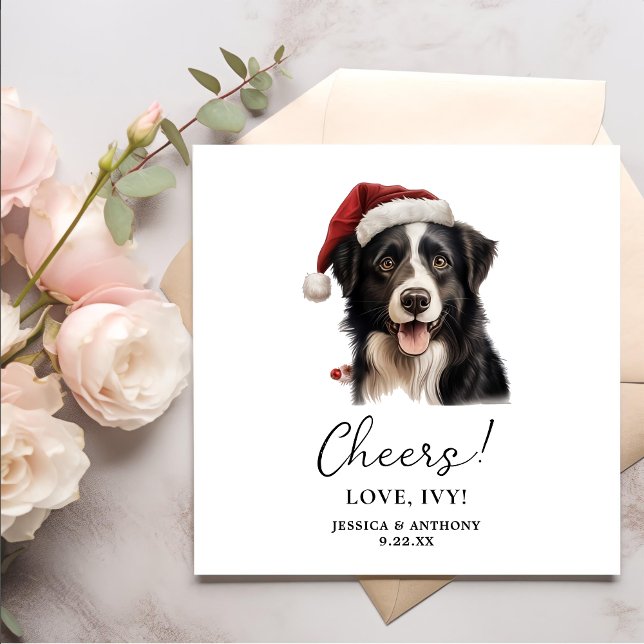Serviette En Papier Bordure de Noël Collie Chien Accueil personnalisé (Créateur téléchargé)