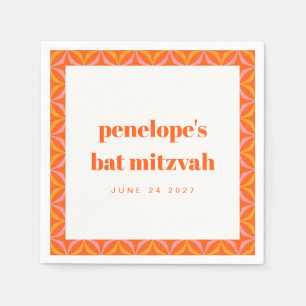 Serviette En Papier Bordure orange vif rétro personnalisée pour Bat Mi