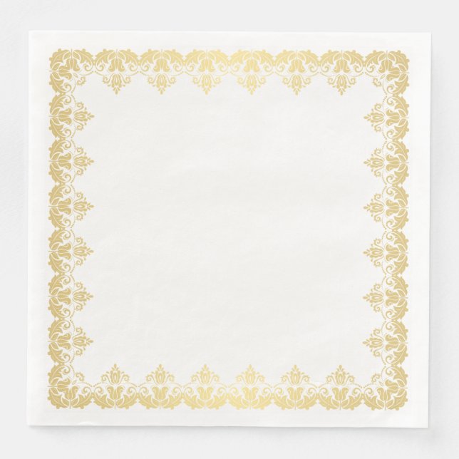 Serviette En Papier Bordure Papier Napkins-Or (Devant)