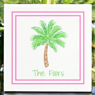 Serviette En Papier Bordure personnalisée Preppy Palm Tree