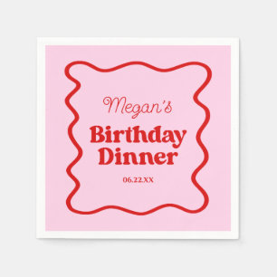 Serviette En Papier Bordure rose rouge vague Anniversaire Dîner