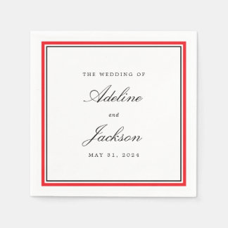 Serviette En Papier Bordure rouge et noire Classique Mariage tradition