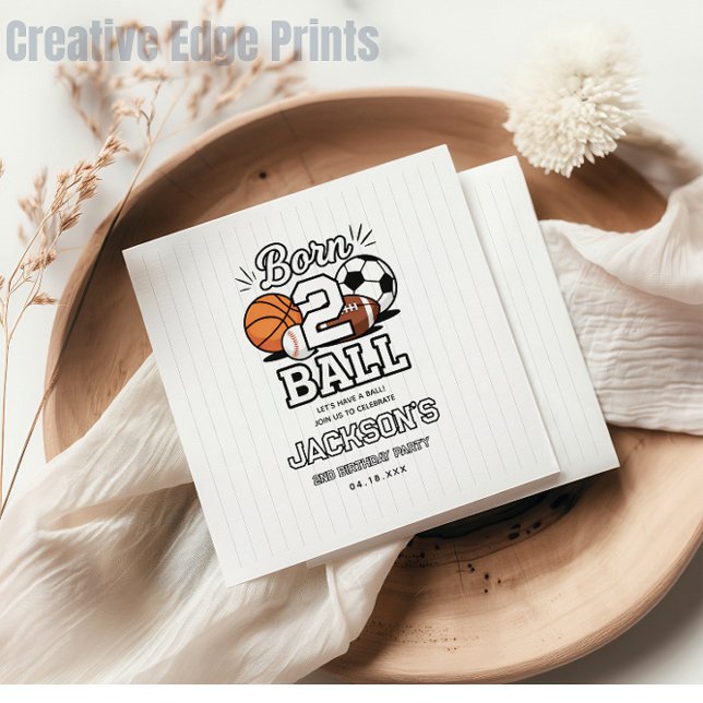 Serviette En Papier Born 2 Ball Sports Themed Boy 2nd Birthday Party (Born 2 Ball Sports Themed Boy 2nd Birthday Party napkins)