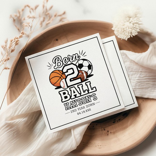 Serviette En Papier Born 2 Ball Sports Themed Boy 2nd Birthday Party (Born 2 Ball Sports Themed Boy 2nd Birthday Party paper napkins
)